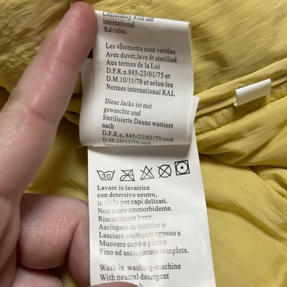 Vintage 70s‎ Down Puffer Jacket Pale Butter Yellow Real Feathers Norma Dilegge - Picture 16 of 16